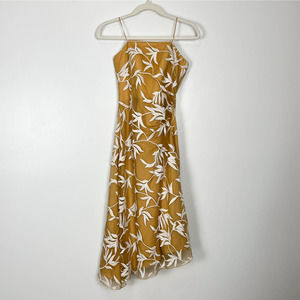 Keepsake Nude Floral Lace Strapless Asymmetrical Midi Dress Size Extra Small